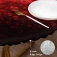 thumbnail image 3 of Red Fruit Round Tablecloth, Fitted Table Cover with Elastic for 55"-60" Round Tables, Modern Minimalist Decor Black Background Table Cloth Outdoor Indoor Dinning Party Waterproof Tablecloths, 3 of 7