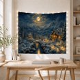 thumbnail image 5 of Winter Village Cabin by Moonlit River with Lanterns, Peaceful Rustic for Nature Lovers, Rustic Cabin Decor Christmas Gift Tapestry Wall Hanging for Living Room, Bedroom and Cabin, 5 of 7