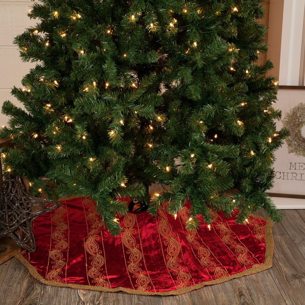 Tree Skirt in Christmas Red and Gold - Walmart.com - Walmart.com