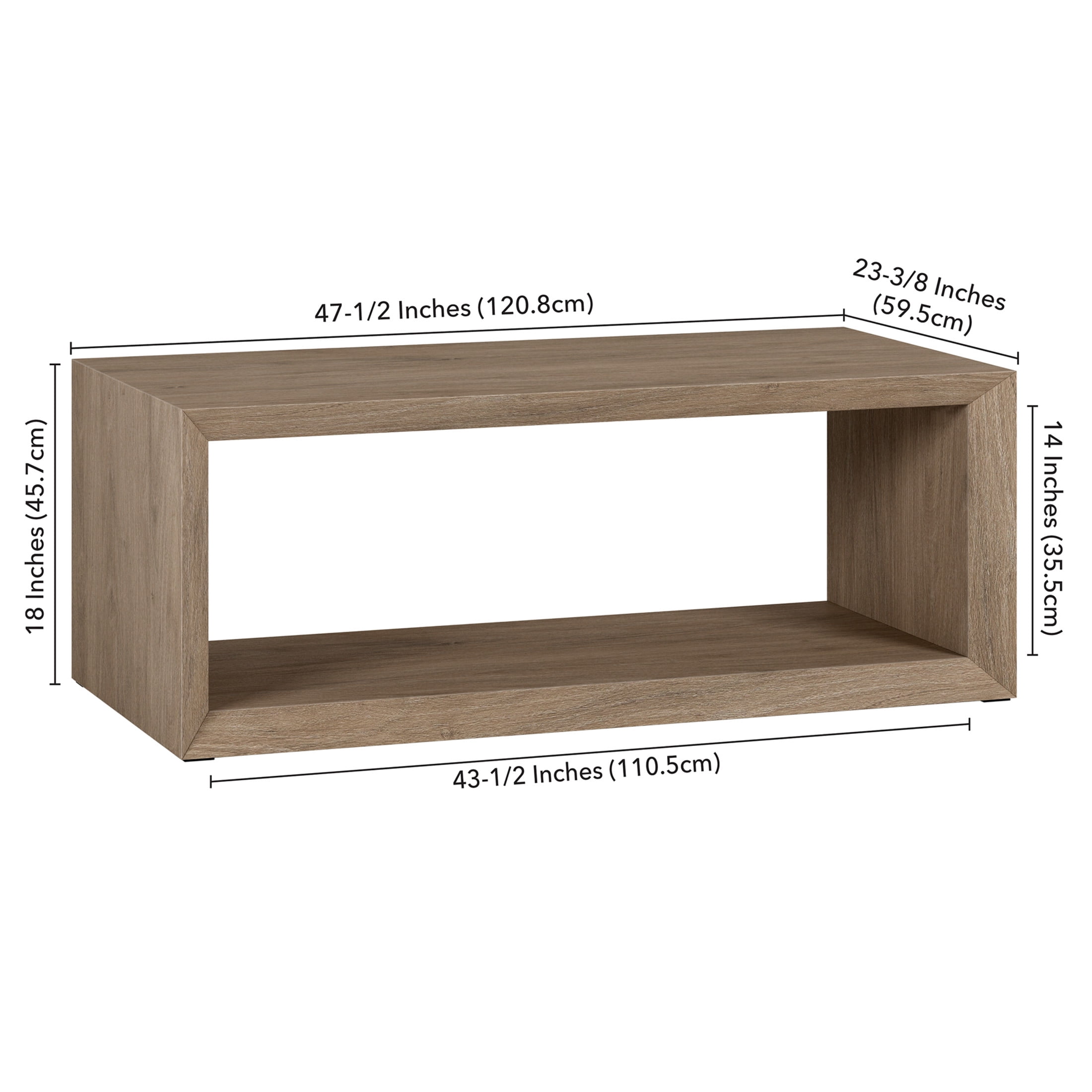 Evelyn&Zoe Osmond Storage Medium Density Fiberboard Coffee Table, Antiqued Gray Oak