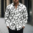 thumbnail image 2 of SERTG Mens Valentine's Day Fashion Print Shirt Lapel Long Sleeve Button Down Collar Casual Breathable Soft Tops(White,L), 2 of 5