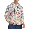 thumbnail image 2 of Naloa Passport Stamp Men's Casual Hooded Collar Drawstring Hoodies Pullover Sweatshirts Casual Long Sleeve Shirts-4X-Large, 2 of 7