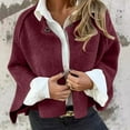 thumbnail image 2 of Quinlirra Jackets for Women 2025 Women's Solid Color Short Lapel Cardigan Top Jacket XL Wine, 2 of 6