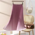 thumbnail image 4 of Nueva falda rosa de cintura alta en forma de A para mujer, elegante, de moda, de color degradado, de longitud media, un artículo esencial para el guardarropa de verano para mujer, 4 of 4