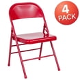 thumbnail image 4 of 4 Pk. HERCULES Series Triple Braced & Double Hinged Red Metal Folding Chair, 4 of 9