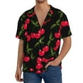 thumbnail image 3 of Naloa Cherry Men's Loose Fit Cuban Collar Short-Sleeve Shirt with Button-down and Chest Pocket for Everyday Wear Outings - X-Large, 3 of 7