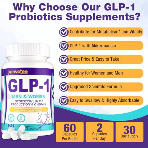 Suplementos GLP-1, probitico GLP1 para mujeres y hombres, GLP-1 natural  con probitico Akkermansia, suplemento GLP 1 para digestin, energa,  niveles diarios de GLP-1* y salud general, 60 unidades | Walmart en lnea