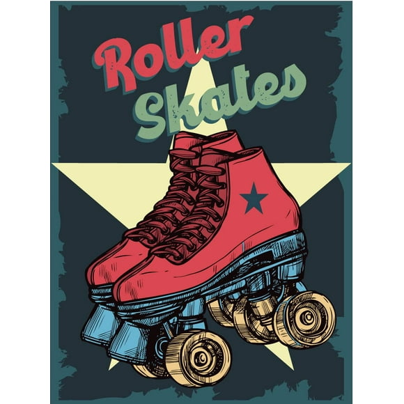 Roller Skates Vintage Retro Metal Sign Aesthetic Room Decor 12"x16" Novelty Sign For Garage & Home Bar Club Farm Shop Man Cave Decor Easter Day Thanksgiving Day Christmas Day