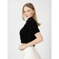 thumbnail image 4 of Shirt Collar Buttoned Short Sleeve Fluffy Sweater, 4 of 6