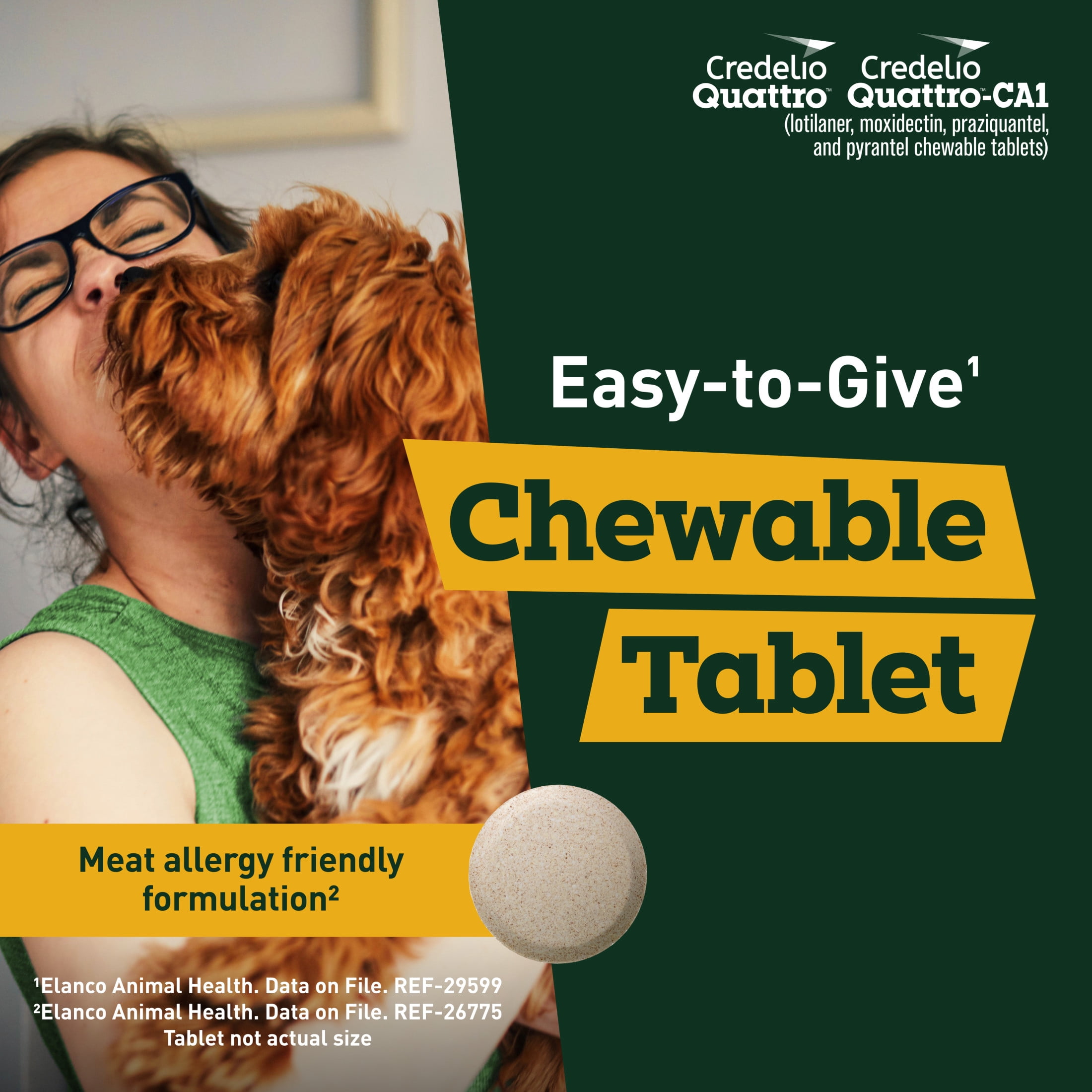 Credelio Quattro / Credelio Quattro-CA1 Dog Flea & Tick Treatment + Heartworm & Parasite Coverage, 25.1-50 lbs (6 Chewable Tablets)