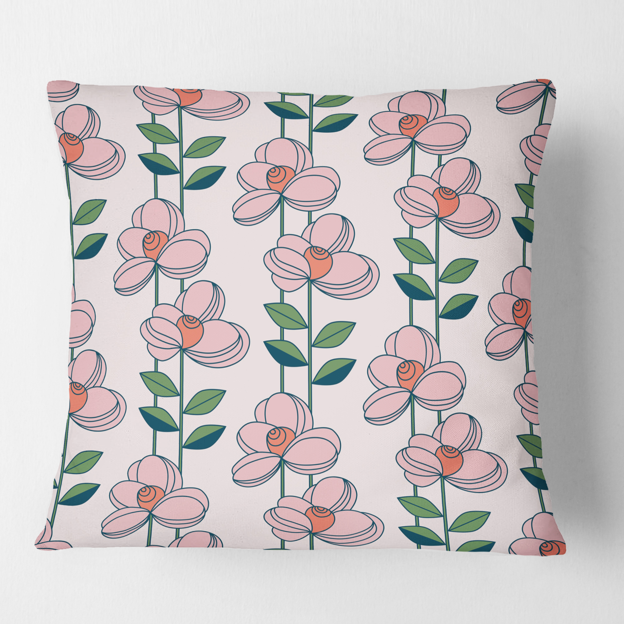 Designart Floral Botanical Retro XII' Mid-Century Modern Throw Pillow - 16x16