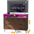 thumbnail image 2 of 8 Drawer Dresser with Charging Station and LED Lights,Modern Wood Vintage Chest of with Wide Drawers and Metal Handles for Living Room,Entryway,Hallway,Dark Brown, 2 of 8