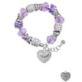 thumbnail image 2 of Delight Jewelry Silvertone Mom Rocks on AB Crystal Heart Purple Butterfly Bead Charm Bracelet, 7"+1" Extender, 2 of 5