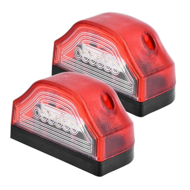 Universal LED License Plate Light 12V 24V White, Rear Driving Lamp for Car, Motorcycle, Truck, Trailer, & Van, 6-LED Easy Install Side Marker, Durable Plastic Housing, Clear Lens