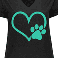 thumbnail image 4 of Inktastic Teal Heart With Paw Print Women's Plus Size V-Neck T-Shirt, 4 of 5