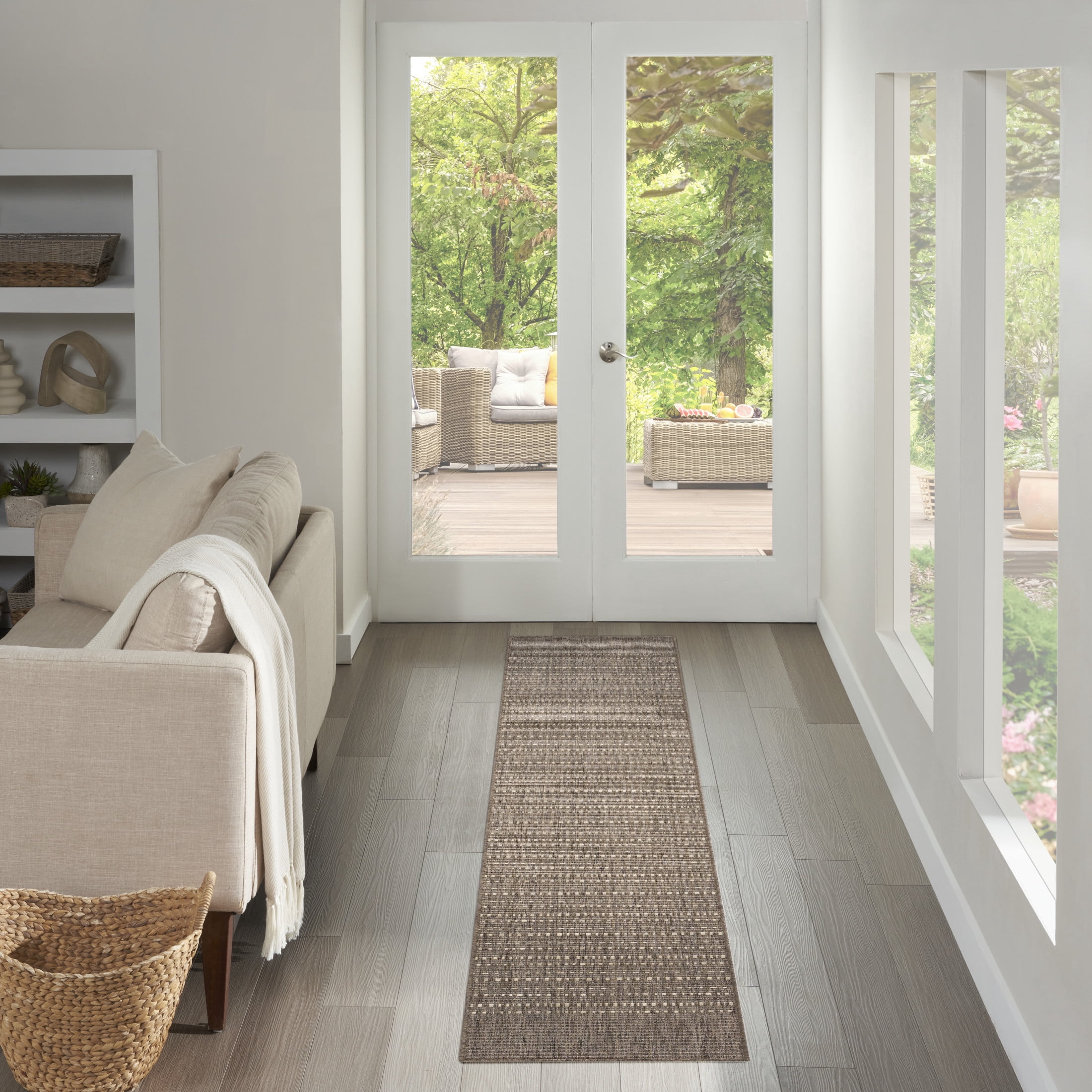 Nourison Tulum 2'2" x 10' Brown Outdoor Rug