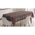 thumbnail image 1 of Colorful Tablecloth, Pattern with Different Colored Bows and Circles Happy Celebration Birthday Theme, Rectangle Satin Table Cover for Dining Room and Kitchen, 52" X 70", Multicolor, by Ambesonne, 1 of 2