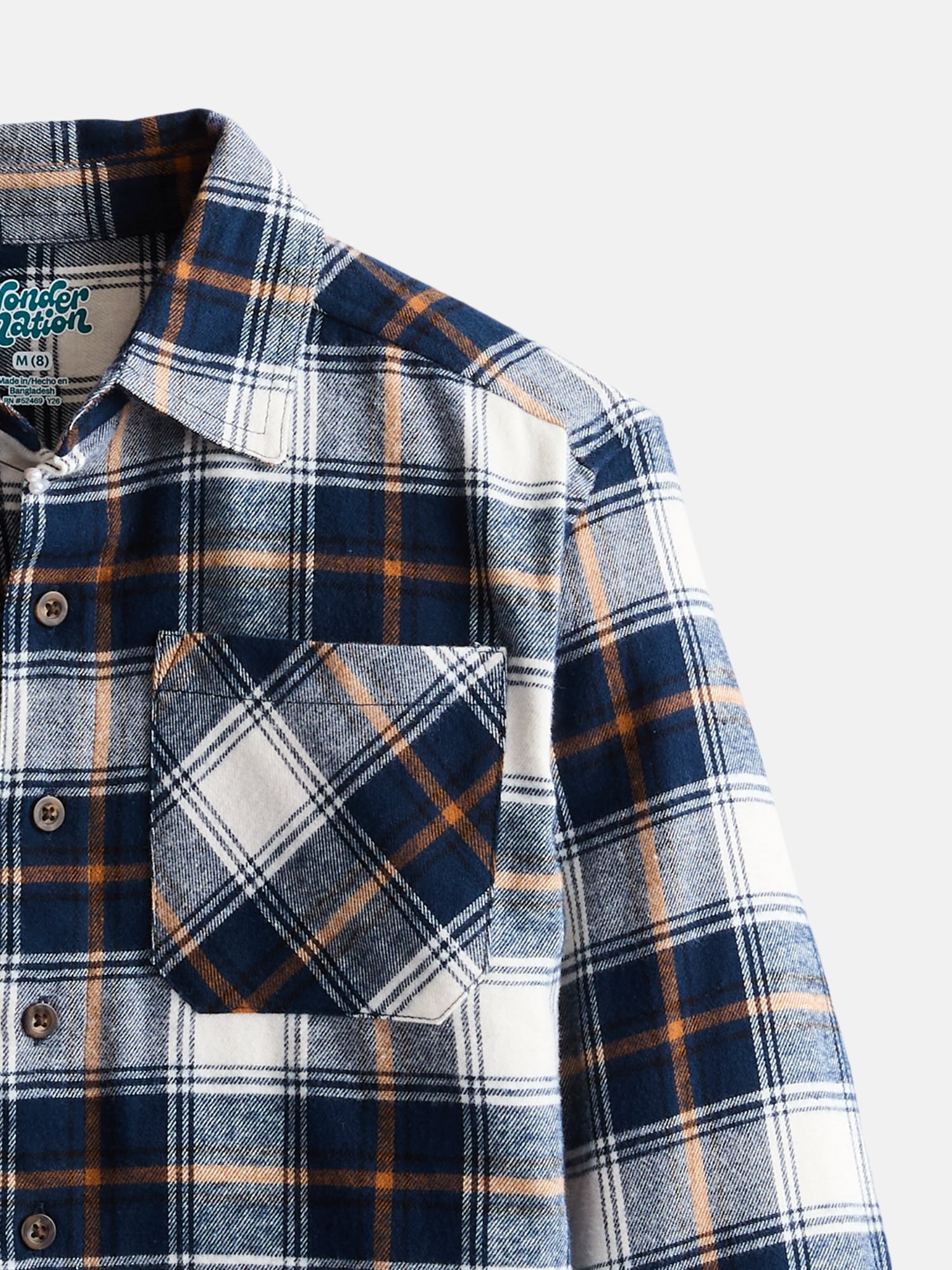Wonder Nation Boys' Flannel Shirt with Long Sleeves, Sizes 4-18