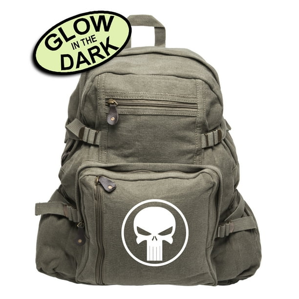 Army Force Gear Heavyweight Canvas Backpack Bag Punisher Skull With