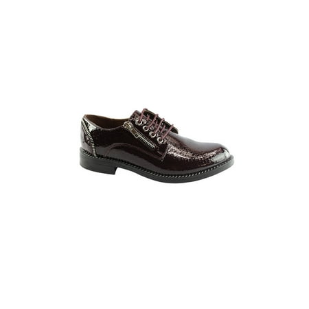 Croc Shoe Accessories - Liyu Adult Crimson Red Croc Pattern Zip Accent Lace-Up Oxford Shoes