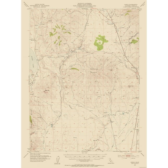Topographical Map - Karlo California Quad - USGS 1954 - Vintage Wall Art