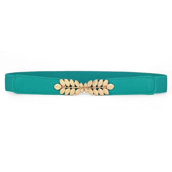 Allegra K Women's Leaf Shaped Interlocking Buckle Stretchy Cinch Belts