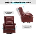 thumbnail image 2 of Leather Swivel  Glider Recliner Rocking Chair Modern Push Back with Adjustable Backrest Footrest Sofa Armchair for Living Room Burgundy, 2 of 10