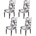 thumbnail image 1 of Stretchy Dining Chair Covers Set of 4, Elastic Kitchen Chair Slipcovers Removable Protective Cover Nonslip for Hotel Dining Room Ceremony Banquet Wedding Party (4 Pack, Black-Graffiti), 1 of 8