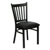 Flash Furniture HERCULES Series Black Vertical Back Metal Restaurant Chair - Black Vinyl Seat