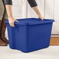 thumbnail image 4 of Sterilite 18 Gal. Tote, Plastic Storage Bin with Snap-on Lid, Blue, 4 of 10