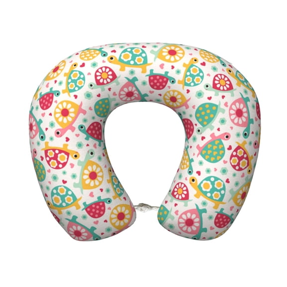 Easygdp Turtle Flower Travel Pillow Memory Foam, Head Neck Support Airplane Pillow for Traveling, Car, Home, Travel Neck Flight Pillow