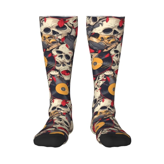 Logiee rock Skull record artist Print Gift Stocking Stuffers,Adult Stockings,Novelty Socks,Funny Socks Birthday Running Walking Sleeping
