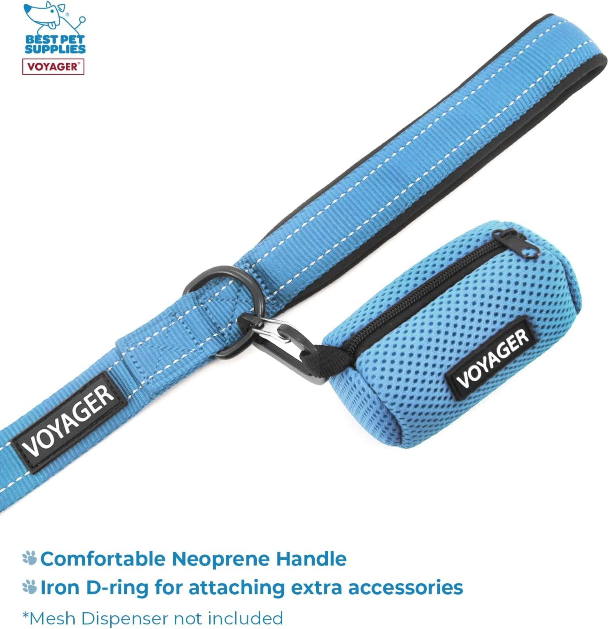 Voyager Step-In Lock Dog Harness & Reflective Leash Set w/ Neoprene Handle 6ft - For Small to Large Breed Dogs/ Cats, Cute & Heavy-Duty for Walking, Running & Training - Baby Blue Trim, XXXS
