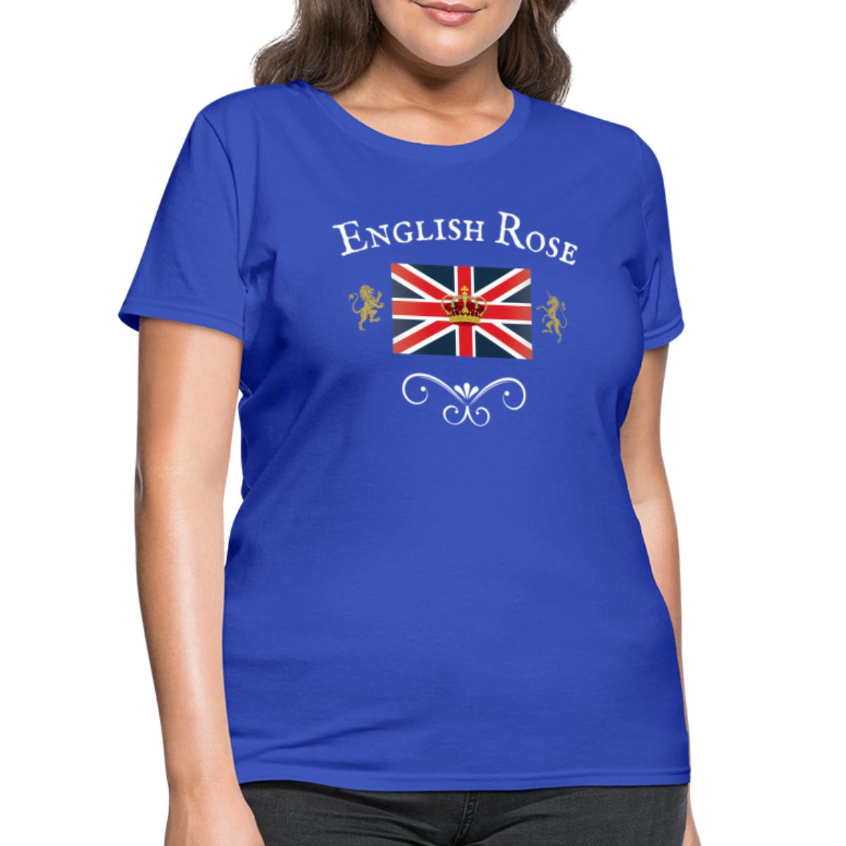 English Rose Union Jack Flag England British Brita Women's T-Shirt ...