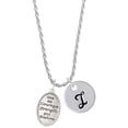 thumbnail image 1 of Delight Jewelry Give Me Courage Strength Wisdom Medallion Silvertone Script Initial Disc - I - Charm Necklace, 20"+3", 1 of 4