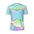 thumbnail image 4 of T Shirt For Men Metallic Texture Sportswear T-Shirt Summer Ombre Marble Print Aesthetic Trendy Cool, 4 of 7