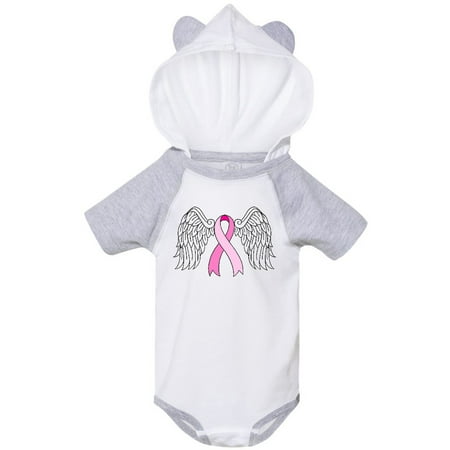 

Inktastic Breast Cancer Awareness Pink Ribbom with Angel Wings Gift Baby Boy or Baby Girl Bodysuit