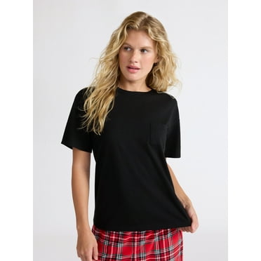 Joyspun Women's Sleep Tee with Short Sleeves, Sizes XS-3X