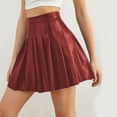 thumbnail image 6 of RUTAYY Women High Waist Pleated Solid Color Short Skirt Elegant Leather Skirt Casual Travel Skirts, 6 of 6