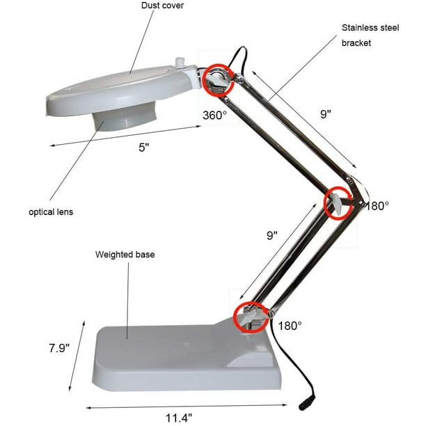 INTSUPERMAI 30x Table Benchtop Magnifier Lamp Amplification Adjustable