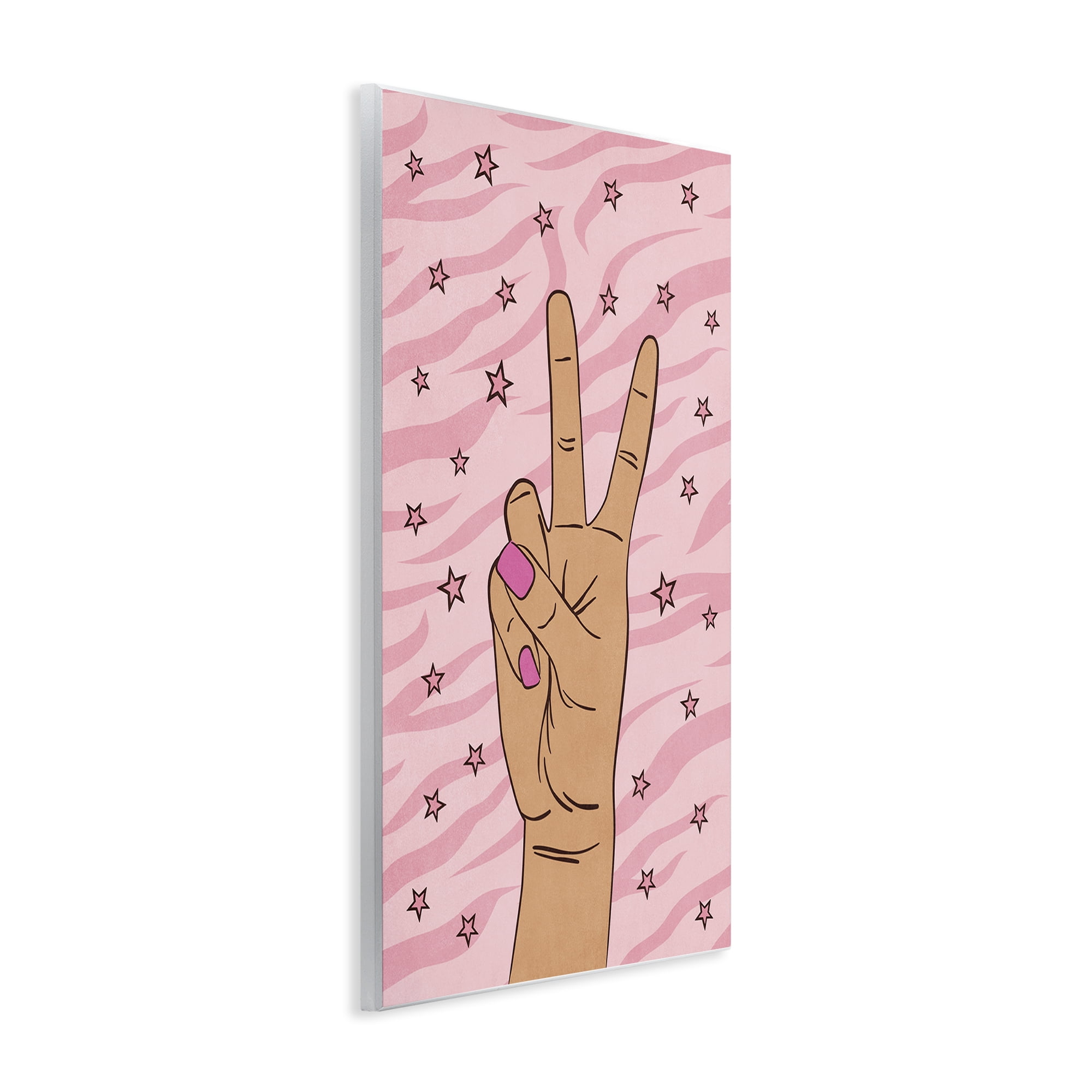 Stupell Industries Peace Hand & Stars Pattern People Painting Unframed Art Print Wall Art, 10 x 15