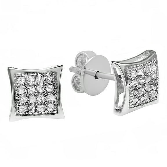 Dazzlingrock Collection 0.05 CT Round White Diamond Kite Stud Earrings For Men, 18K White Gold