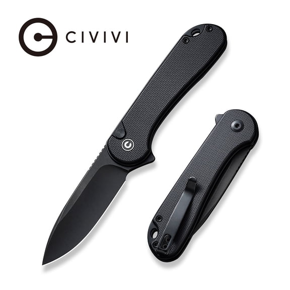 CIVIVI Button Lock Elementum II Pocket Folding Knife 2.96" Nitro-V Blade G10 Handle Utility Knife with Deep Carry Pocket Clip for Camping Hiking Hunting WM-C18062P-1