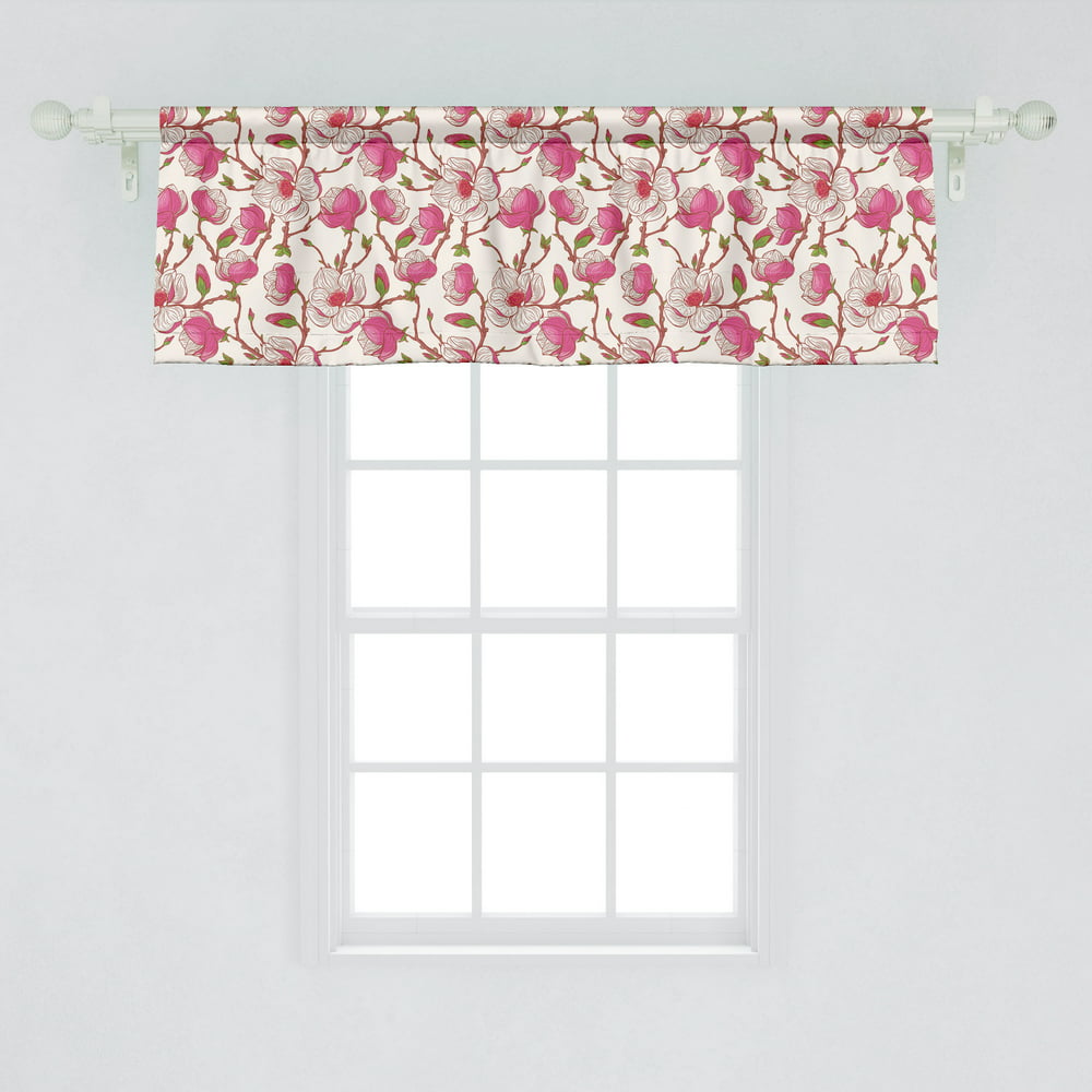 Ambesonne Flower Window Valance, Romantic Spring Branches Bursting into ...