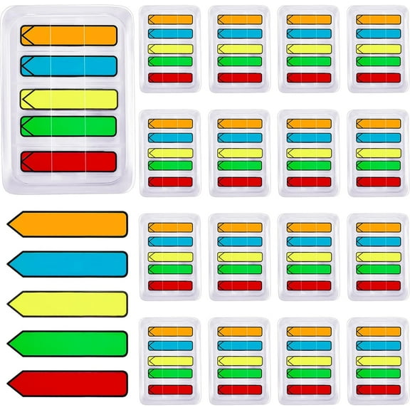 6 Packs/600Pcs Sign Here Tabs,Arrow Stickers,Sign Date Tabs with Dispenser,Multicolor Arrow Flags Sign for Notary,Books,Paper,Office