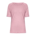 thumbnail image 4 of Liquidation! Uooqdmx Chemises à Manches Courtes pour Femmes, Hauts Crochet pour Femmes, T-Shirt Uni pour Femmes, Chemises Légères Col Rond Tunique Tricotée T-Shirt Basique, T-Shirts Basiques pour Femmes, Rouge TG, 4 of 5