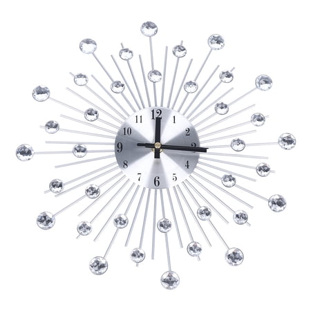 ToppiJoy Modern Crystal Wall Clock, Celebration Decorative Metal Silent Wall Clock for Living Room Home Kitchen Office