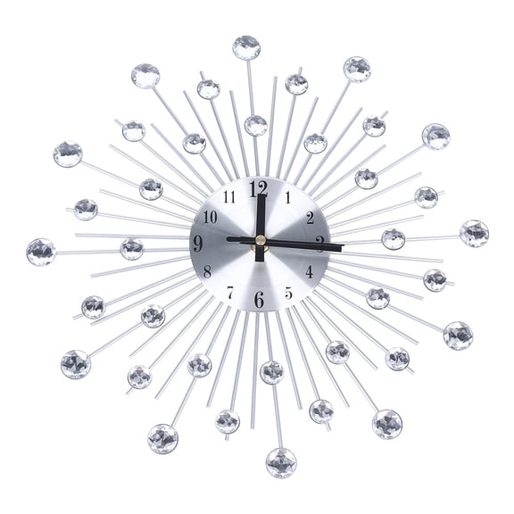 Modern Crystal Wall Clock, Celebration Decorative Metal Silent Wall Clock for Living Room Home Kitchen Office