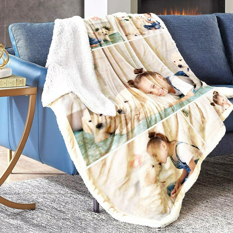 Custom Blanket with Photos Collage Personalized Blanket with Photo Comfortable Blanket Use Photos from Wedding Birthday Pets Children Walmart