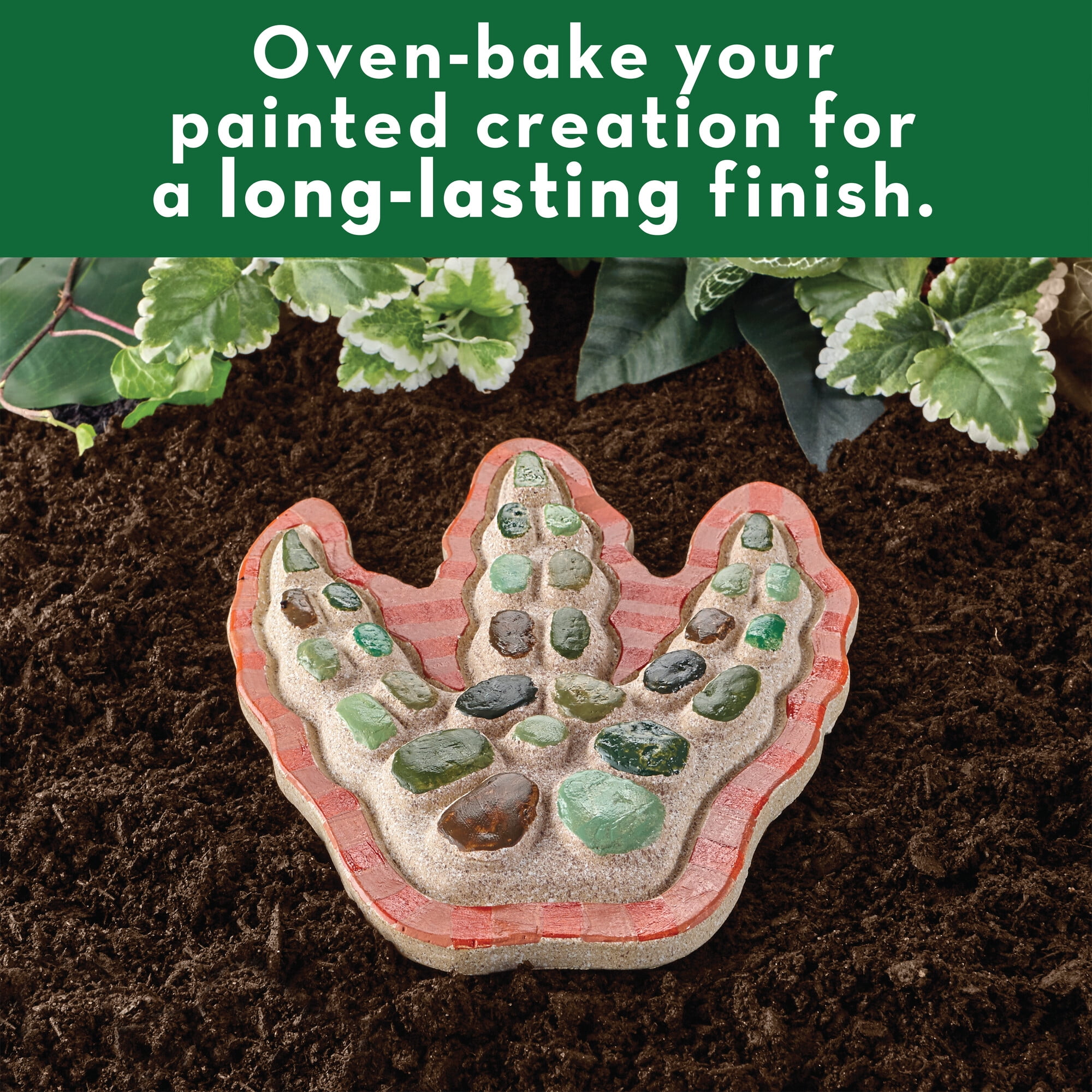 MindWare 8.5 inch x 10 inch Paint Your Own Stepping Stone Dinosaur Footprint, Multicolour